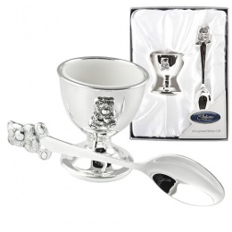 Silver Plated Egg Cup & Spoon Christening Gift
